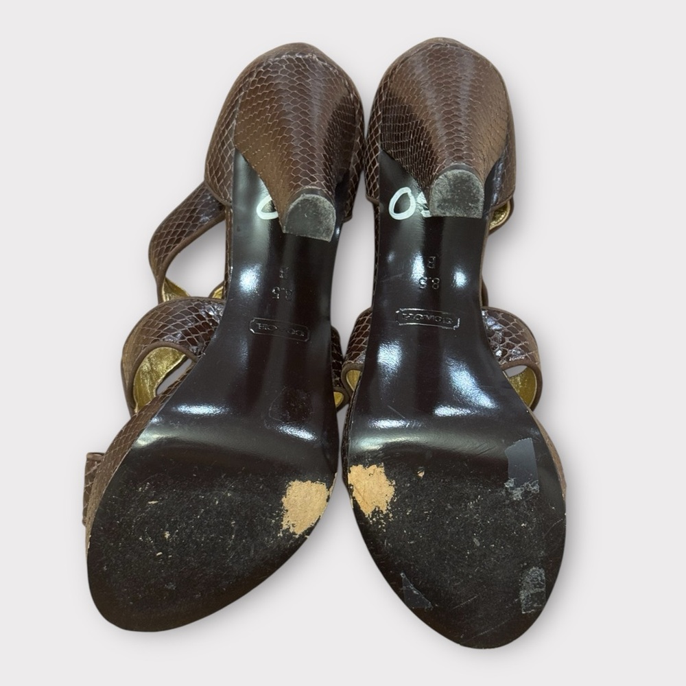 Coach Ivanah Python Chestnut Brown Heels Size 8.5 - image 3